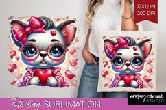 Valentine Dog Tote Bag - Cute Puppy Tote Bag PNG Sublimation Product Image 1