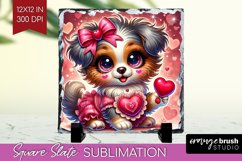 Valentine Dog Slate PNG - Cute Puppy Square Slate Product Image 1