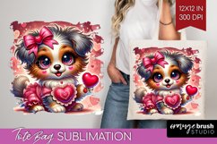 Valentine Dog Tote Bag - Cute Puppy Tote Bag PNG Sublimation Product Image 1