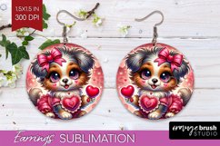Valentine Dog Round Earrings - Cute Puppy PNG Sublimation Product Image 1