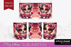 Valentine Dog Mug Wrap - Cute Puppy Mug PNG Sublimation Product Image 1