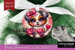 Valentine Dog Ornament PNG - Cute Puppy PNG Sublimation Product Image 1