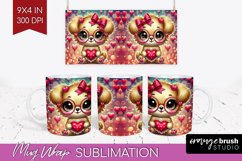 Valentine Dog Mug Wrap - Cute Puppy Mug PNG Sublimation Product Image 1