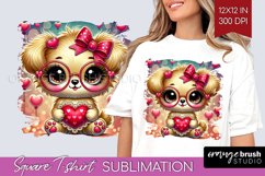 Valentine Dog Square Tshirt Background - Cute Puppy PNG Product Image 1