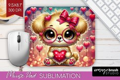 Valentine Dog Mouse Pad Sublimation - Cute Puppy Mousepad Product Image 1
