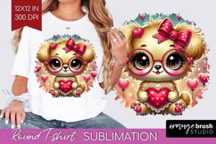 Valentine Dog Round Tshirt Background - Cute Puppy PNG Product Image 1