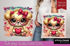 Valentine Dog Tote Bag - Cute Puppy Tote Bag PNG Sublimation Product Image 1