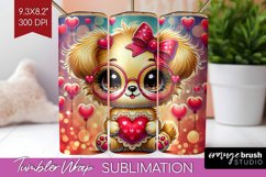 Valentine Dog Tumbler Wrap - Cute Puppy Tumbler PNG Product Image 1