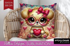 Valentine Dog Pillow Sublimation - Cute Puppy Pillow Cover Product Image 1