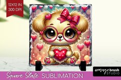 Valentine Dog Slate PNG - Cute Puppy Square Slate Product Image 1