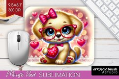 Valentine Dog Mouse Pad Sublimation - Cute Puppy Mousepad Product Image 1