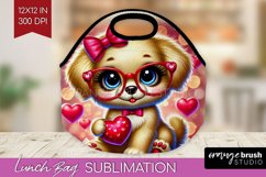 Valentine Dog Lunch Bag - Cute Puppy Lunch Bug PNG Product Image 1