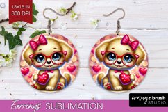 Valentine Dog Round Earrings - Cute Puppy PNG Sublimation Product Image 1