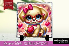 Valentine Dog Slate PNG - Cute Puppy Square Slate Product Image 1