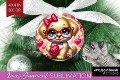 Valentine Dog Ornament PNG - Cute Puppy PNG Sublimation Product Image 1