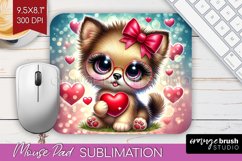 Valentine Dog Mouse Pad Sublimation - Cute Puppy Mousepad Product Image 1
