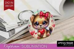 Valentine Dog Keychain PNG - Cute Puppy Keychain Sublimation Product Image 1