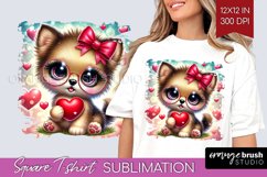Valentine Dog Square Tshirt Background - Cute Puppy PNG Product Image 1
