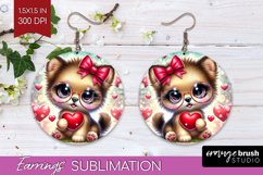 Valentine Dog Round Earrings - Cute Puppy PNG Sublimation Product Image 1