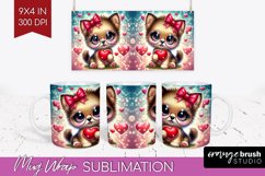 Valentine Dog Mug Wrap - Cute Puppy Mug PNG Sublimation Product Image 1
