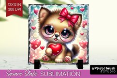 Valentine Dog Slate PNG - Cute Puppy Square Slate Product Image 1