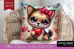 Valentine Dog Pillow Sublimation - Cute Puppy Pillow Cover Product Image 1