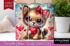 Valentine Dog Tumbler Wrap - Cute Puppy Tumbler PNG Product Image 1
