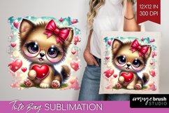 Valentine Dog Tote Bag - Cute Puppy Tote Bag PNG Sublimation Product Image 1