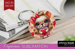 Valentine Dog Keychain PNG - Cute Puppy Keychain Sublimation Product Image 1