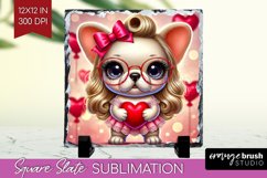 Valentine Dog Slate PNG - Cute Puppy Square Slate Product Image 1