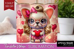 Valentine Dog Tumbler Wrap - Cute Puppy Tumbler PNG Product Image 1