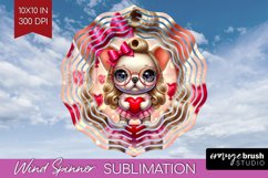 Valentine Dog Wind Spinner Sublimation PNG - Cute Puppy Product Image 1