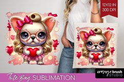 Valentine Dog Tote Bag - Cute Puppy Tote Bag PNG Sublimation Product Image 1
