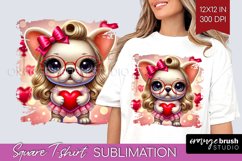 Valentine Dog Square Tshirt Background - Cute Puppy PNG Product Image 1