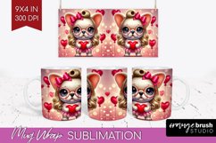 Valentine Dog Mug Wrap - Cute Puppy Mug PNG Sublimation Product Image 1