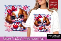 Valentine Dog Square Tshirt Background - Cute Puppy PNG Product Image 1