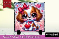 Valentine Dog Slate PNG - Cute Puppy Square Slate Product Image 1
