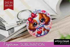 Valentine Dog Keychain PNG - Cute Puppy Keychain Sublimation Product Image 1