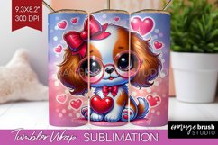 Valentine Dog Tumbler Wrap - Cute Puppy Tumbler PNG Product Image 1