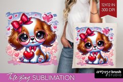 Valentine Dog Tote Bag - Cute Puppy Tote Bag PNG Sublimation Product Image 1