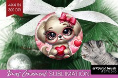 Valentine Dog Ornament PNG - Cute Puppy PNG Sublimation Product Image 1