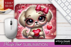 Valentine Dog Mouse Pad Sublimation - Cute Puppy Mousepad Product Image 1