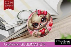 Valentine Dog Keychain PNG - Cute Puppy Keychain Sublimation Product Image 1