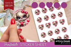 Valentine Dog Round Sticker - Cute Puppy Printable Sticker Product Image 1