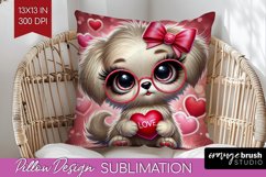 Valentine Dog Pillow Sublimation - Cute Puppy Pillow Cover Product Image 1