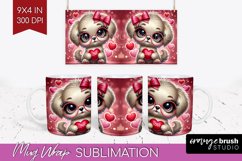 Valentine Dog Mug Wrap - Cute Puppy Mug PNG Sublimation Product Image 1