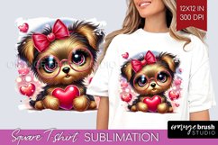 Valentine Dog Square Tshirt Background - Cute Puppy PNG Product Image 1