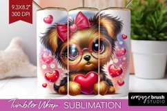 Valentine Dog Tumbler Wrap - Cute Puppy Tumbler PNG Product Image 1