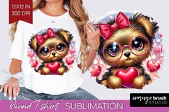 Valentine Dog Round Tshirt Background - Cute Puppy PNG Product Image 1