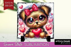 Valentine Dog Slate PNG - Cute Puppy Square Slate Product Image 1